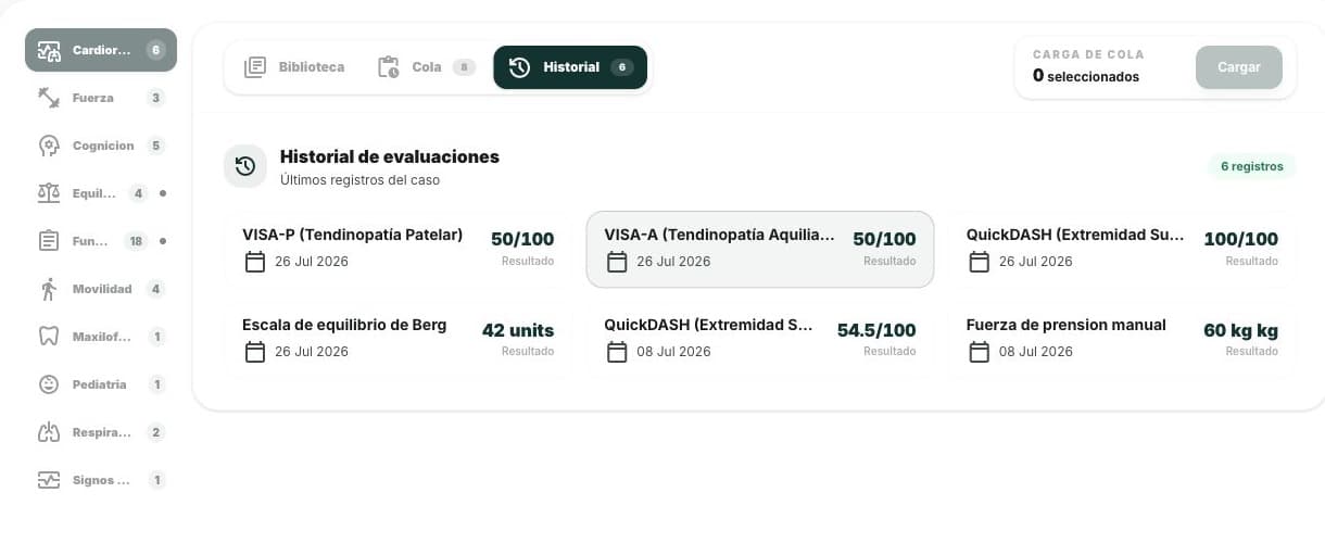 Historial de evaluaciones de HELPER con resultados demostrativos